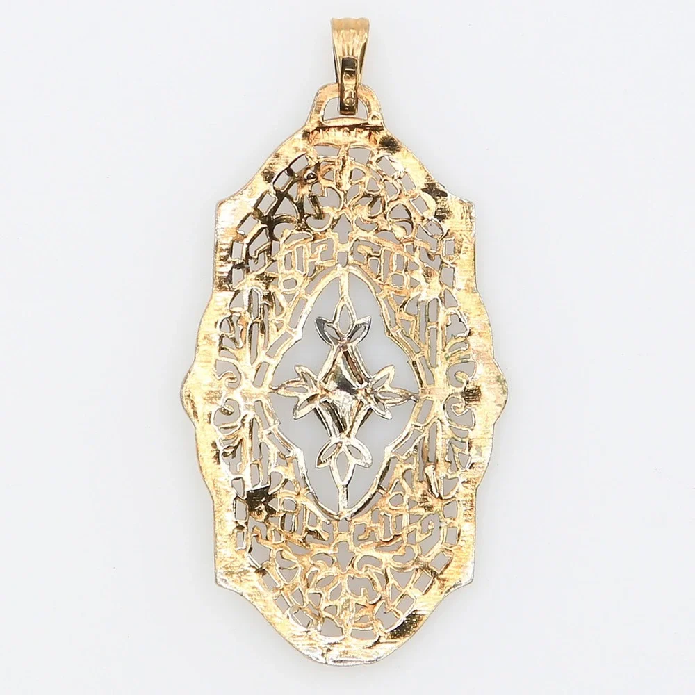 Antique Art Deco 12K GFK Filigree Pendant Diamond Accent 1930s